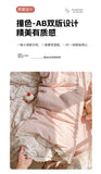 Print Floral Bedding Set Double Layer Yarn Four Pieces Set Soft Comfortable Duvet Cover Bed Sheet With Pillowcases Home Textiles