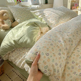 Ikeehome  new class A super soft washable four-piece cartoon quilt cover dormitory bed sheet three-piece bedding