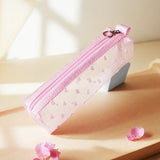 New Flower Edges Cosmetic Bag Lace Heart Transparent Makeup Storage Pouch Sweet Mesh Toiletry Bag Storage for Travel