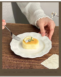 French Retro Relief Plates High-end White Ceramic Flower Dish Household Breakfast Bread Plate Exquisite Dessert Tableware