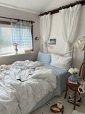 Pure Cotton Fledding Set Dr Pear Simple Elegance Cotton Quilt Cover eet Bed Canopy Four Piece Bedding Set