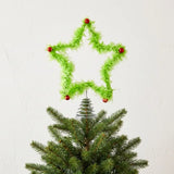 Furry Christmas Tree Topper Creative Design Ornaments Holiday Tree Topper Light-Up Hollow Out Christmas Tree Decorations