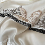 600TC Egyptian Cotton Bedding Set French Vintage Rose Butterfly Embroidery Lace Ruffle Duvet Cover Set Bed Sheet Pillowcase 4Pcs