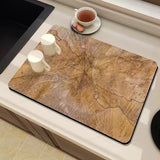 Natural Wood Grain Diatomite Kitchen Mat Super Absorbent Fast Drying Pad for Kitchen Countertop Dish Drying & Coffee Table Use