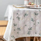 Rectangle White Lilac Tablecloth Boho Farmhouse Table for Cover Wedding Birthday Baby Party Shower Dinner Table Retro Decoration