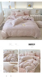 Princess Style Bedding Sets Ruffle Lace Bow Quilt Cover Romantic Print Bedclothes Home Decor Woman Girl Bedroom Duvet Cover 4pcs