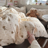 New aerobic three-layer yarn printing four-piece set skin-friendly and soft four-piece set of bedding in student dormitory