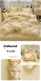 Print Floral Bedding Set Double Layer Yarn Four Pieces Set Soft Comfortable Duvet Cover Bed Sheet With Pillowcases Home Textiles