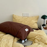Nordic Striped Pure Cotton Bedding Sets 40S Cotton Skin-Friendly Comfortable Quilt Cover Kit Home Dorm Bedclothes for Seasons