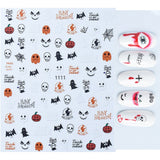 3D Luminous Nail Stickers Decals Black White Spider Web Skull Alien Planet Glow In The Dark Halloween Manicure Foils Tattoo Tips