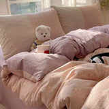 2025 new small floral cloud wrinkle double yarn bed four-piece set princess lace quilt cover three-piece bed sheet set
