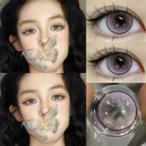 New 1 Pair Korean Lenses Colored Contact Lenses for Eyes with Diopters 0~-8.00 Blue Cartoon Pupils Soft Fashion Lenses