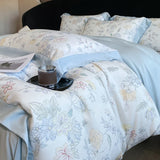 Luxury Digital Printing Flowers and Plants Bedding Set Lyocell Eucalyptus Fiber Soft Silky Duvet Cover Bed Sheet Pillowcase 4Pcs