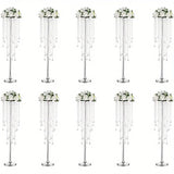 2/10 Set of Metal Gold Vases,29.6 Inch Height, Chandelier Crystal, Elegant Design, Rust-Proof, Wedding, Party, Event, Home Deco
