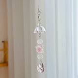 Abutilon Flower Crystal Beaded Charm Phone Pendant Crystal Wristband Keychain Bracelet Lanyard Cord