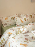 Cute Cartoon Plaid Rabbit Winter Thiened Milk Velvet Coral Fce Four-Piece Bedding Set Comforter Cover Bedding Accories