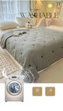 Embroidered Summer Quilt Washed Cotton Girl Home Comfortable Skin Friendly Soft Air-Conditioned Thin Quilted Queen Size Blankets