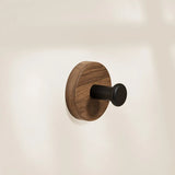 Walnut Wood Door Hook Adhesive Bathroom Towel Rack No-Drill Wall-Mounted Coat Hanger Wooden Hook for Kitchen or Bathroom