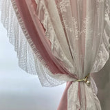 Double French Rococo Ins Style Curtains for Living Room Bedroom Girls Models Blackout Light Luxury Cream Lace Milk Tea Colour