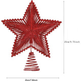 25CM Red Gold Glitter Star Christmas Decoration Xmas Tree Topper for Home Decor Ornaments Navidad New Year 2025 Gifts Accessory