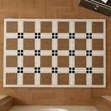 Heavy Duty Wire Loop Doormat Minimalist Plaid Entrance Rug Anti-Slip Dust Trapping Floor Mat for Home, Entryway, and Hallway