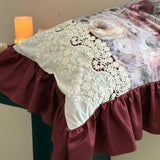 Luxury Digital printing Bedding Sets Egyptian Cotton Home Textile 4pcs Lace Embroidery Duvet Cover Bed Sheet Linen Pillowcases