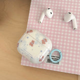 Korea Cartoon Lovely Bowknot Little Bear Blue Keychain Fall Prevention Earphone Case for AirPods 4 3 2 1 Pro Pro 2 Soft Cover