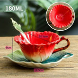 Family Afternoon Tea Ceramic Coffee Cup Set, High-quality Teapot , Creative Enamel Colored Handcrafted Rose Tea Set, Friend Gift