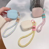 Sky Blue Soft Silicone Earphone Case With Anti-lost Lanyard For AirPods 4 For  AirPods 1 2 3 Pro 2 Bluetooth Charging Box Cover