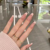 10Pcs Handmade Press on Nails Full Cover Pure Color Design French Ballerina False Nails Artificial Wearable Manicure Nail Tips