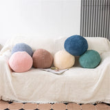 Hot Funny Plush Round Wool Cushion Living Room Decor Throw Pillow Solid Color Stuffed Sofa Pillow Office Waist Rest Throw Pillow