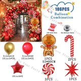 Decorations Christmas Balloons Garland Arch Red Metallic Gold With Gingerbread Man Stars Foil Balloon For Christmas Party Decor