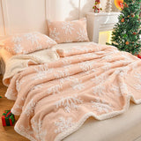 New Christmas Snowflake Fleece Blanket Double Layer Thick Warm Throws Blankets for Sofa Bed SpringAutumn Faux Wool Blanket