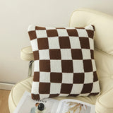 Checkerboard Plaid Plush Cushion Cover Knitted Car Sofa Throw Pillow Cover  Short Fleece Pillowcase Cushion for Sofa Bed Decor