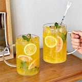 Ikeehome  1000ML Glass Cup Large Capacity Drinkware with Handle High Temperature Resistance Water Cup Glass Juice Milk Bottle Kitchenware