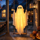 Glowing Large Hanging Swing Ghost Halloween Horror Decoration White Ghost Can/Not Carry People Cute Ghost Ornamen For Porch Yard