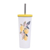 830ML Large Hole Thermos Cup With Straw And Pattern,Mug,Double Layer Stainless Steel Vacuum Flasks,Portable Insulated Water Cup