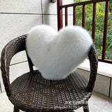 Fox Fur Imitation Heart-Shaped Cushion Plush Sofa Pillow Available for Living Rooms and Bedrooms