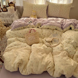 New lace washed cotton bed four-piece set Korean dormitory quilt cover student bed sheet three-piece set