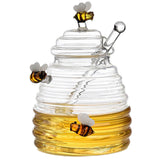 Honey Jars with Dipper 400ML Glass Honey Storage Transparent Food-grade Container with Dipper and Lid for Wedding Favors Baking