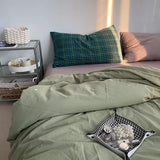 Simple Pure Color Cotton Bedding Set 00% Cotton Duvet Cover Bed eet Dormi Bed Canopy Sle Tee-piece Bedding Set