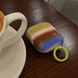 Colorful stripe shell headset protection cover for apple airpods 3 2 1 4 pro 2nd wireless bluetooth earphone charging box cover