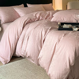 Nordic Bedding Sets Jacquard Plant Floral Cotton Soft 4PCS Bed Sheets Set With 2 Pillowcases Twin Double Queen King Size Bedding