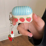 Case for Apple AirPods Pro 2 Protection Cover Lovely Fruit Strawberry Pendant Headphone Cases for AirPods 4 3 2 1 Pro 3nd Fundas