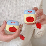 New Cute Red Apple Pattern Gloss Shockproof Protective Cover Case For AirPods 1 2 3 4 Pro 2 Earphone Bluetooth Earphone Shell