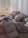 New Premium 00s Gown Satin Full Cotton Bedding Tee-Piece Set Pure Cotton Simple  Color Bedding Comforter Cover