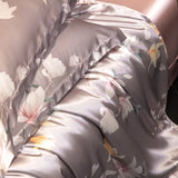 4pcs printed luxury high-end silk bedding set soft satin single double duvet cover pillowcase flat sheet or fitted sheet set