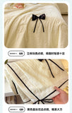 Summer Thin Quilt Ins Girl Bow Seersucker Washed Cotton Summer Quilt Single Dormitory Air Conditioner Blanket Machine Washable