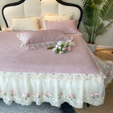 2025 Summer Cool Bed Skirt Sheet Princess Bed Skirt Mattress Ruffled Lace Bedsheet Not Stuffy With Pillowcases Twin Queen Size