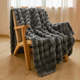 Luxury Solid Color Faux Rabbit Fur Blanket Winter Thickened Warm Faux Fur Blanket Soft Fluffy Throws Blankets for Sofa Bed Naps
